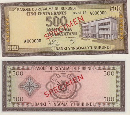 500 Francs  UNC Banknote