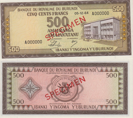 500 Francs UNC Banknote