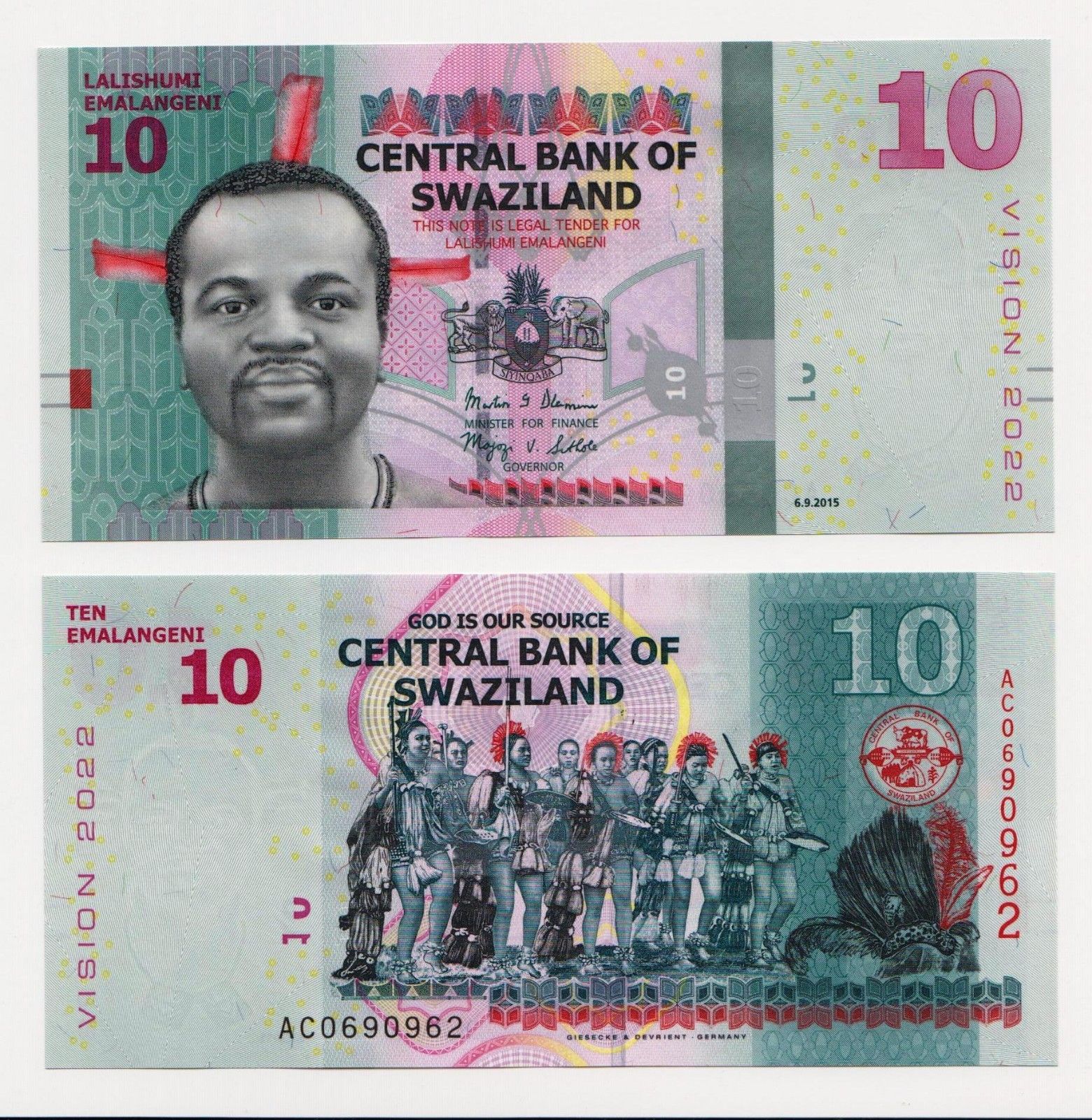 10 Emalangeni  UNC Banknote