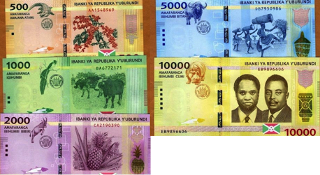 500, 1000, 2000, 5000 and 10,000 Francs  UNC 5 Banknote Set