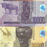 500, 1,000, 5,000, 10,000, 20,000 Francs  UNC 5 Banknote Set