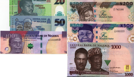 20, 50, 100, 200, 500, 1000 Naira UNC 6 Banknote Set