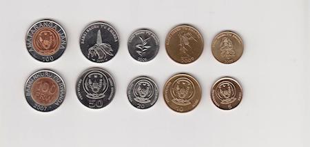5, 10, 20, 50, 100 Francs UNC 5 Banknote Set