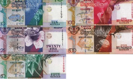 10, 25, 50, 100 and 500 Rupees UNC 5 Banknote Set