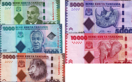 1000, 2000, 5000, and 10,000 Shillings UNC 5 Banknote Set